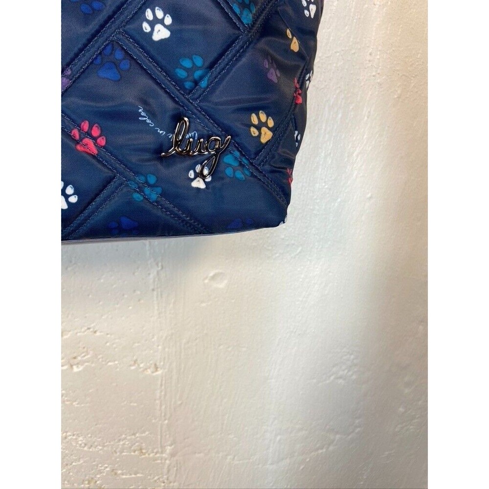 lug Navy Quilted Tote with Multicolor Paw Print - Picture 3 of 8